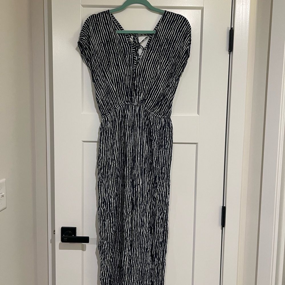 Chic Navy and White Striped Jumpsuit